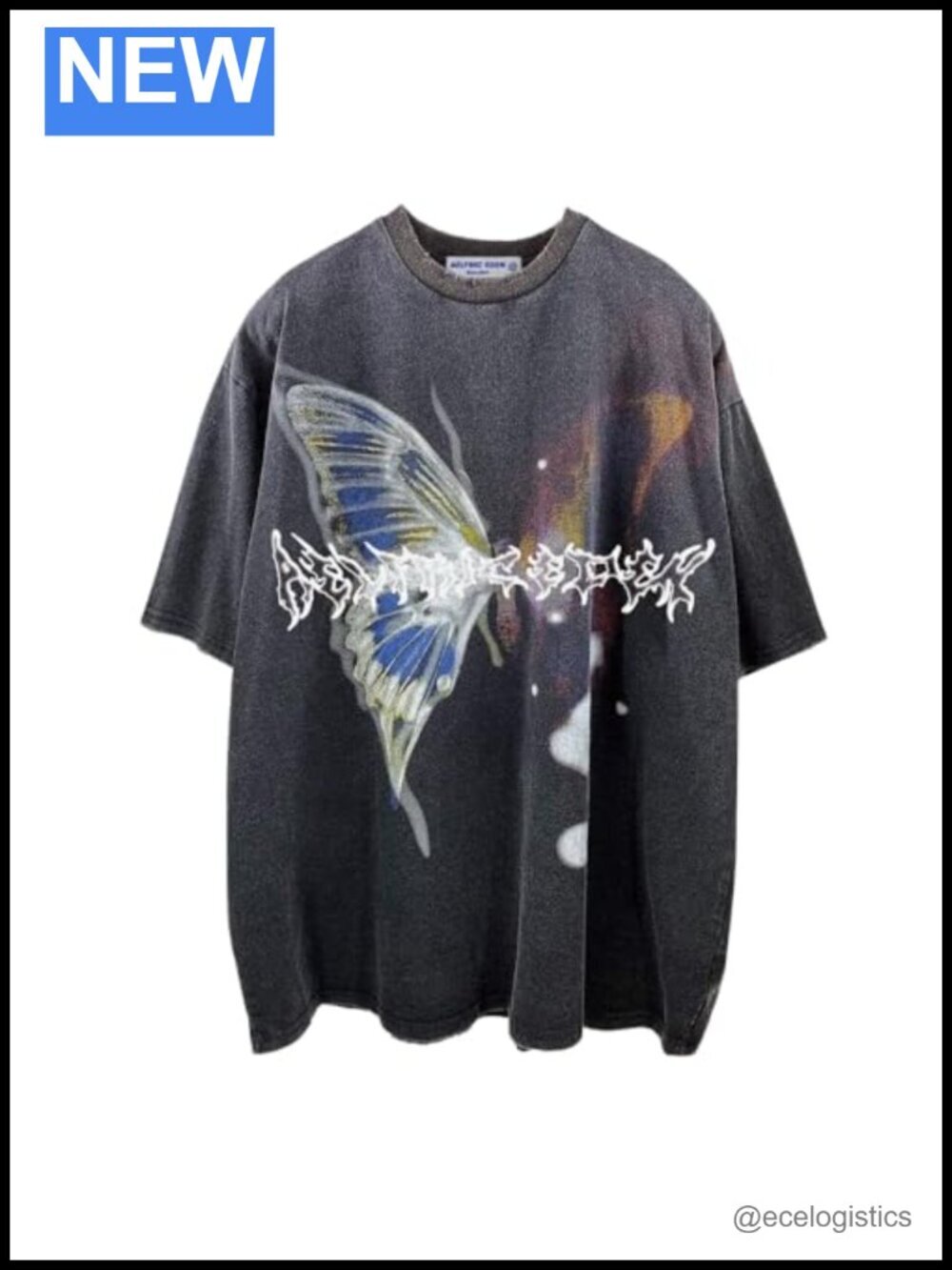 Vintage Butterfly Graphic T-Shirt - Oversized Crewneck Short Sleeve Cotton Tee